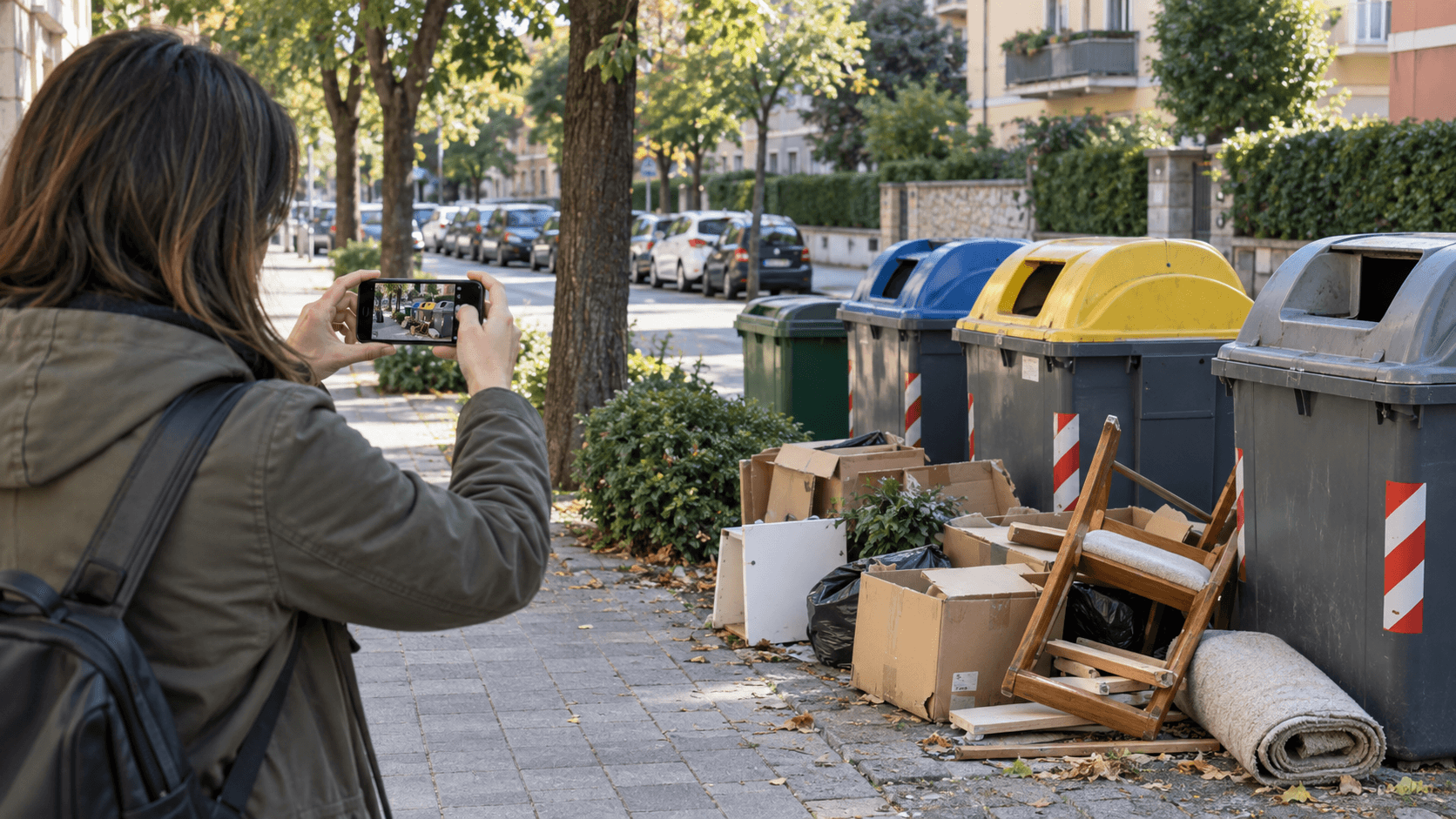 Rifiuti abbandonati documentati da una cittadina